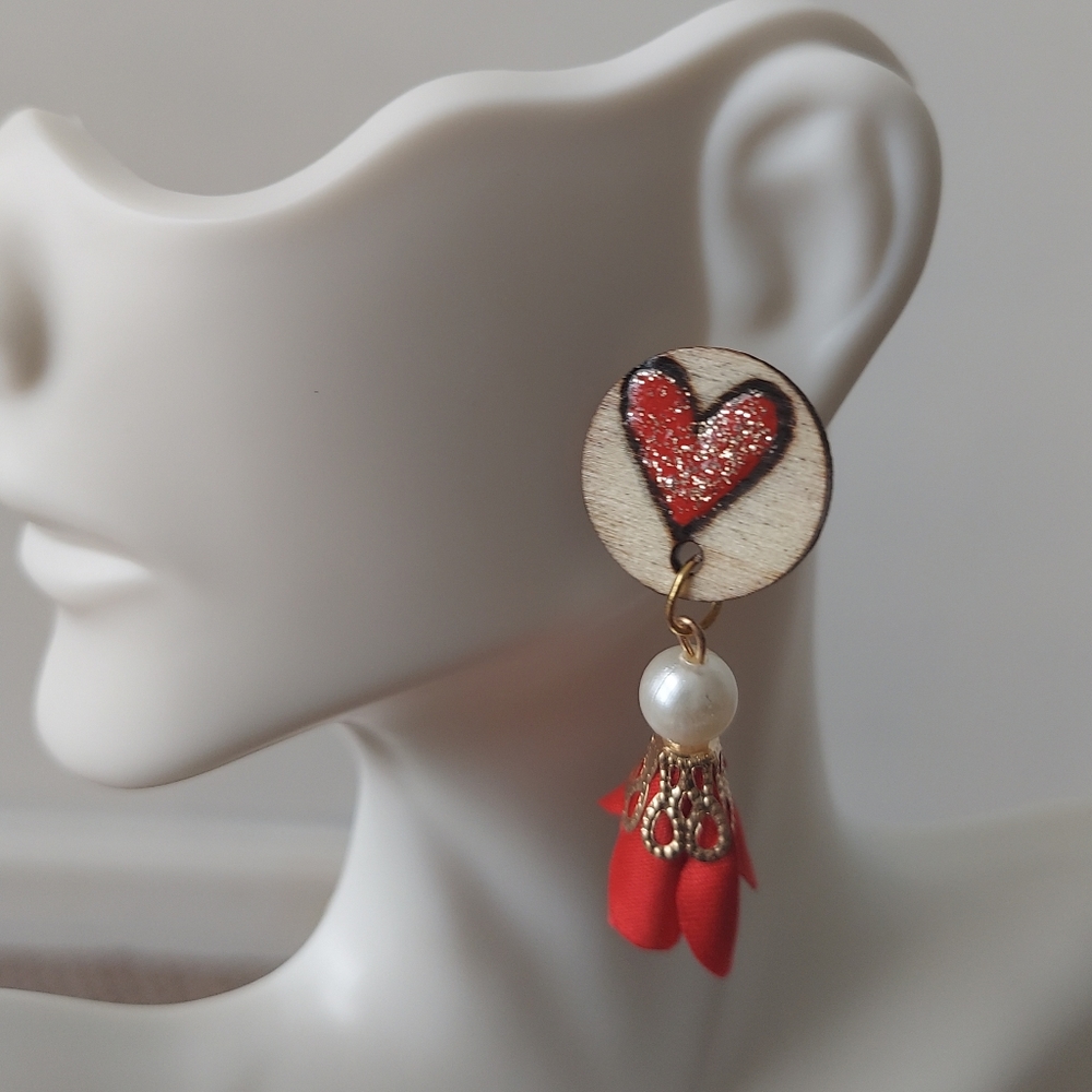 Handmade Love Heart Drop Earrings